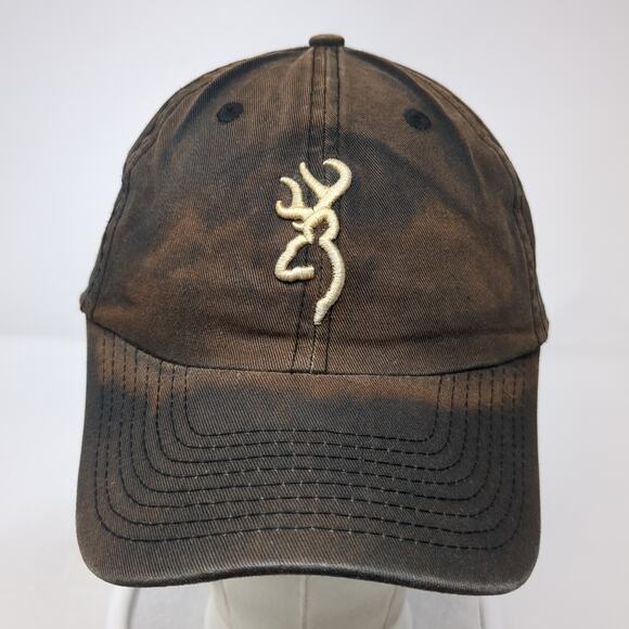 Browning Strapback Baseball Cap Black One Size Adjustable Embroidered 6 Panel - Picture 2 of 9